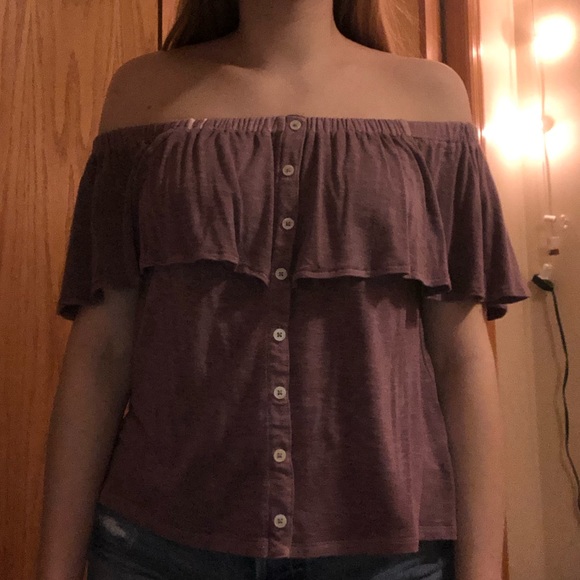 American Eagle Mauve Off The Shoulder Top - Picture 1 of 4